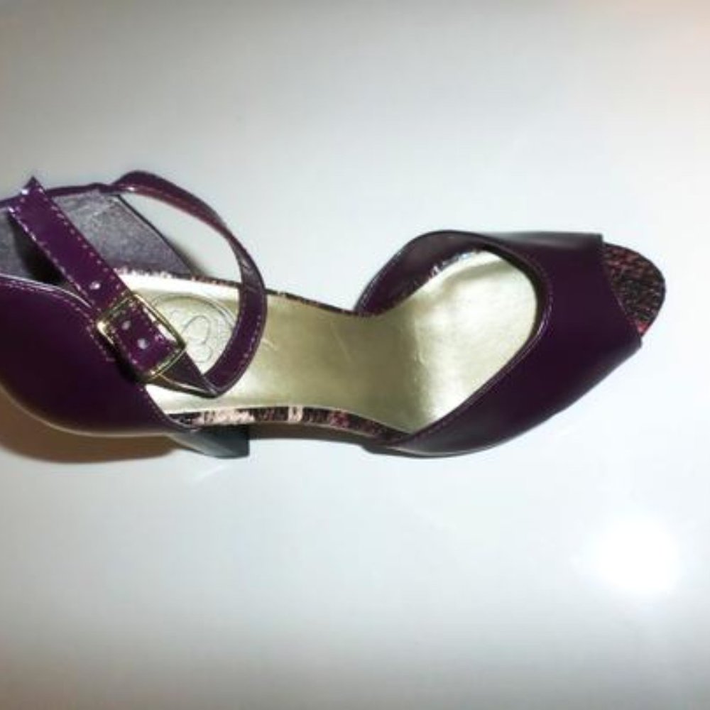 Wine/Burgundy Sby Sarkin Wine/Burgundy Croc Heels - Picture 4 of 7